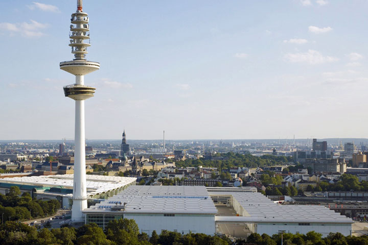 View to the hamburg fair area and the tv-tower